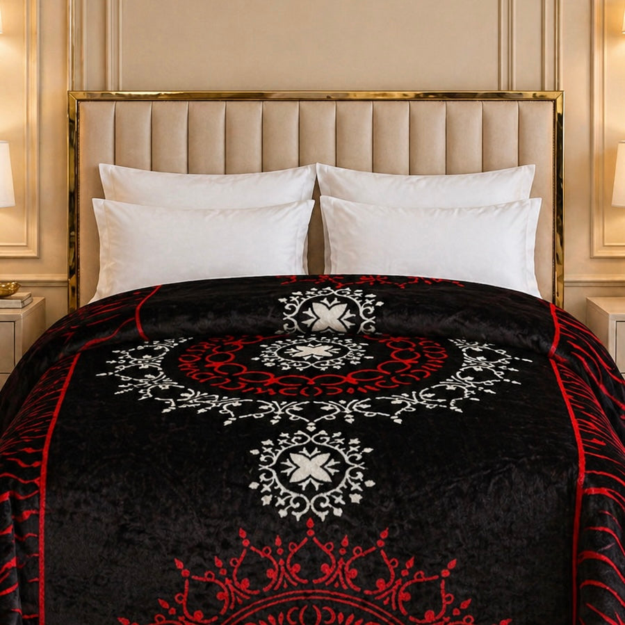 Arctic Cloud Fleece Blanket King Size - Black Colour