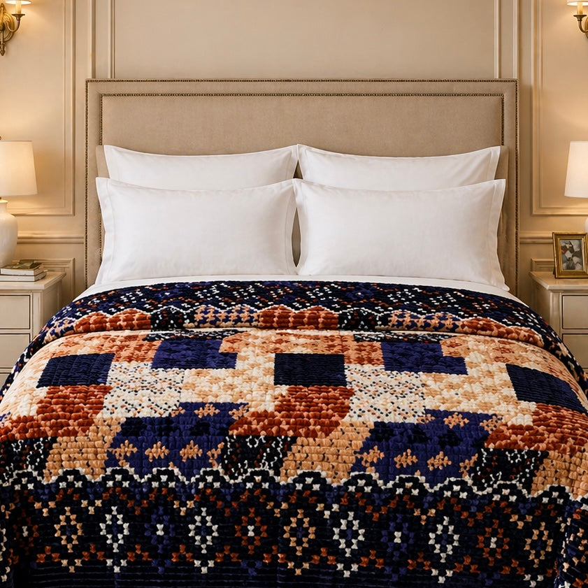 Blueborough Jacquard Fleece Blanket King Size - Navy Blue Colour