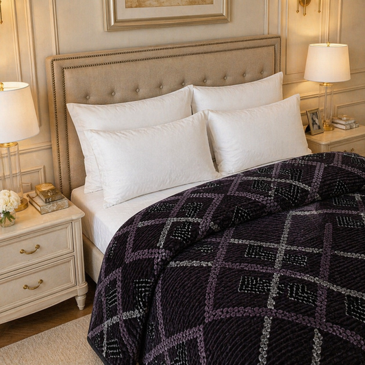 Blueborough Jacquard Fleece Blanket King Size - Black Colour