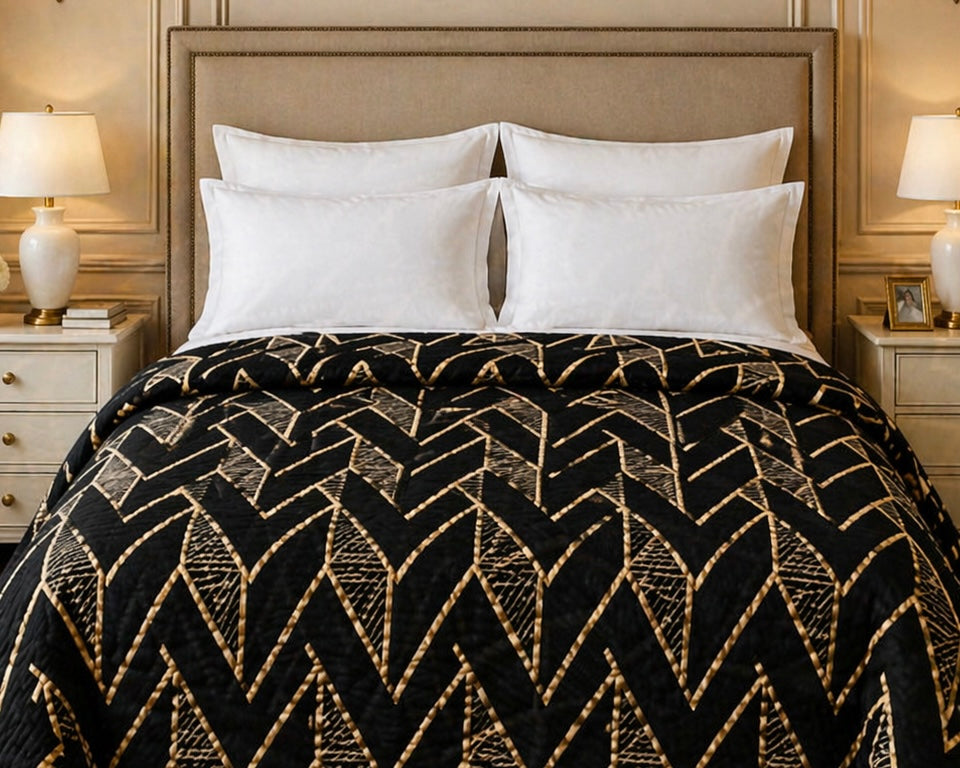 Blueborough Jacquard Fleece Blanket King Size - Black Colour