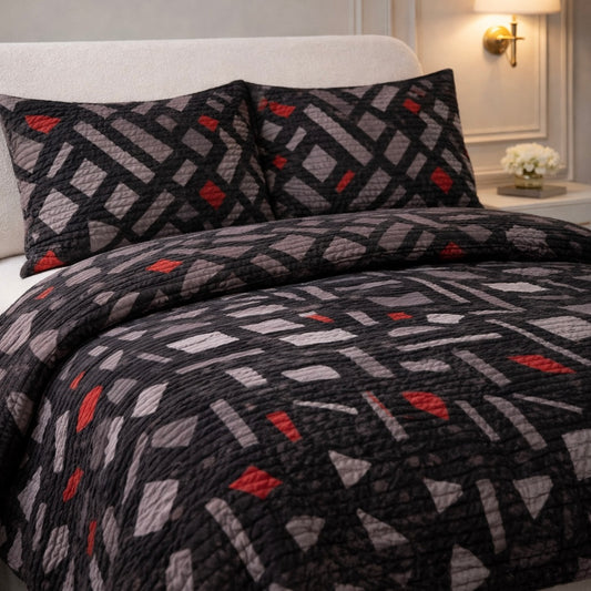 Comforter 4 Pcs Velor Front Fitted Set Poly Bag - Charcoal Black Colour
