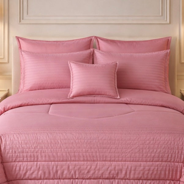 Comforter 7 Pcs Pure Aura Set Poly Bag - Pink Colour