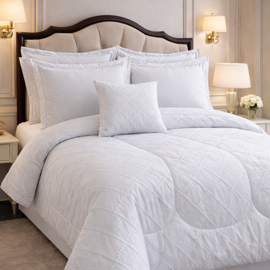 Comforter 7 Pcs Grand Mark Signature Set - White Colour