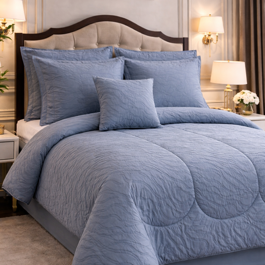 Comforter 7 Pcs Grand Mark Signature Set - Slate Blue Colour
