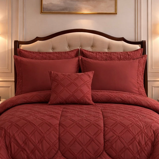 Comforter 7 Pcs Grand Mark Signature Set - Deep Brick Red Colour