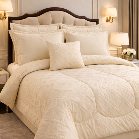 Comforter 7 Pcs Grand Mark Signature Set - Light Beige Colour