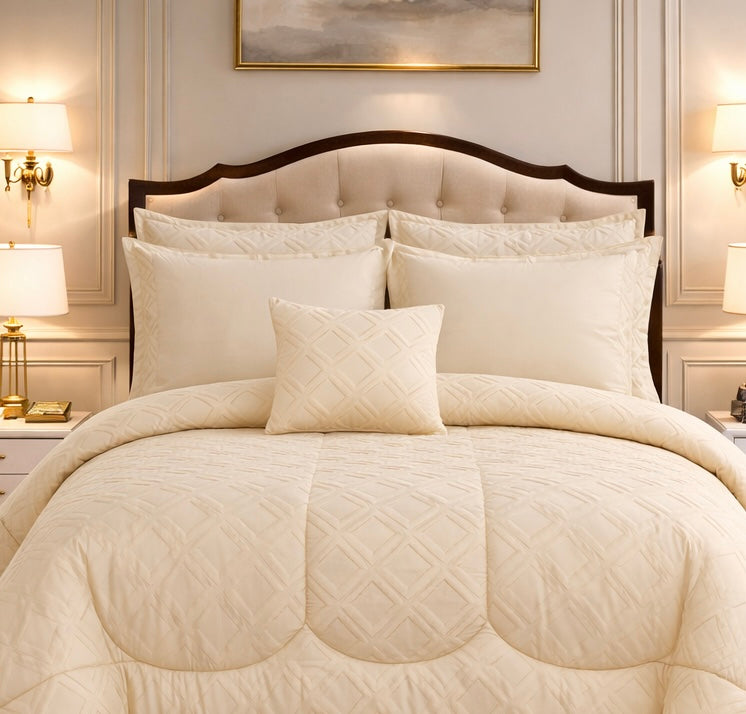 Comforter 7 Pcs Grand Mark Signature Set - Light Beige Colour