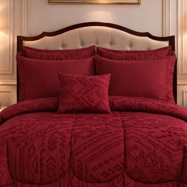 Comforter 7 Pcs Grand Mark Signature Set - Crimson Berry Colour