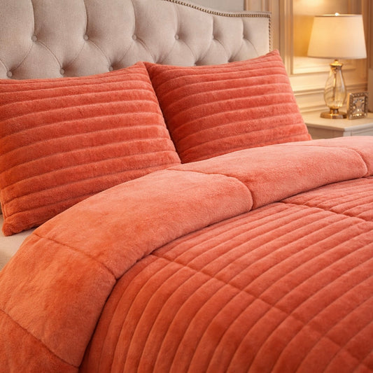Comforter 4 Pcs Set Levora Comfort Premier Fitted Poly Bag - Orange Colour