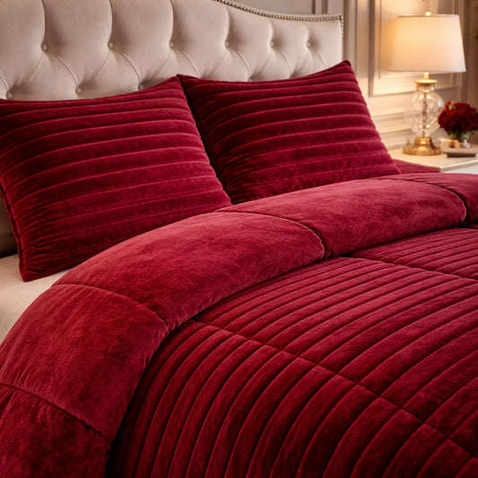 Comforter 4 Pcs Set Levora Comfort Premier Fitted Poly Bag - Ruby Red Colour