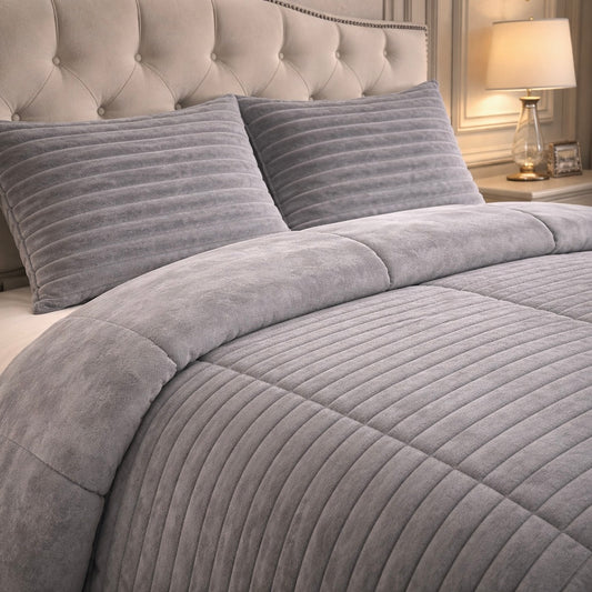 Comforter 4 Pcs Set Levora Comfort Premier Fitted Poly Bag - Gray Colour