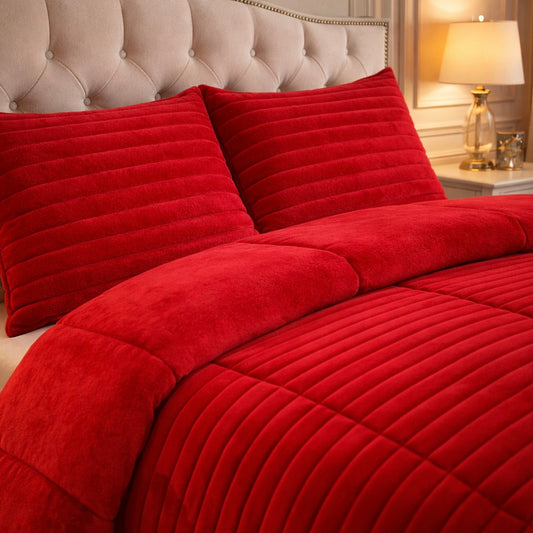 Comforter 4 Pcs Set Levora Comfort Premier Fitted Poly Bag - Red Colour