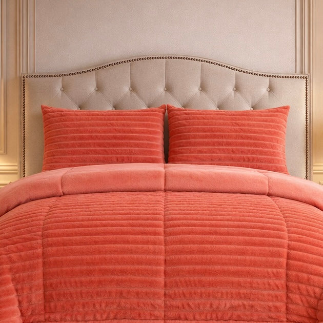 Comforter 4 Pcs Set Levora Comfort Premier Fitted Poly Bag - Orange Colour