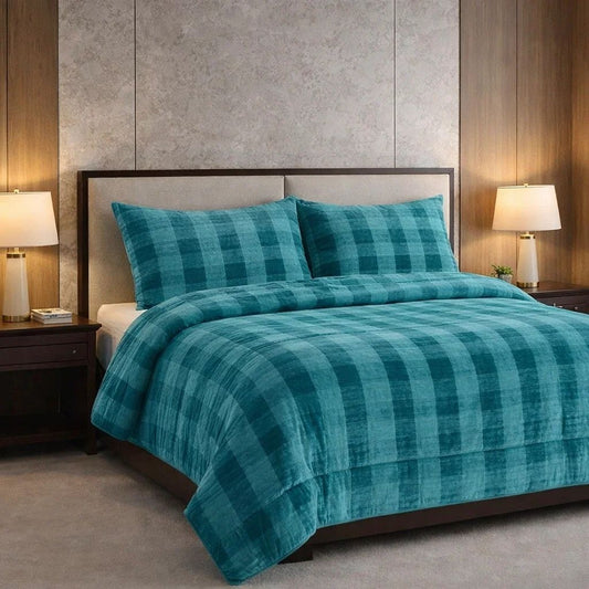 Comforter 4 Pcs Set Ornate Carve Poly Bag - Sky Blue Colour