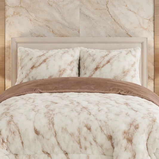 Comforter 4 Pcs Set Savanna Signature Top Fitted Poly Bag - Beige Colour