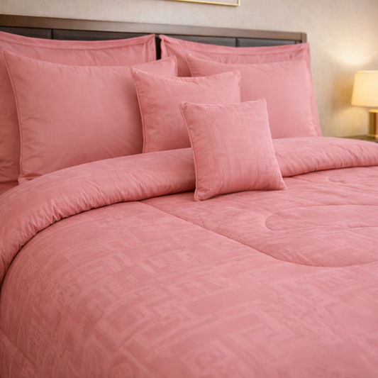 Comforter 9 Pcs Cotton Craft Textura Set Poly Bag - Flamingo Pink Colour