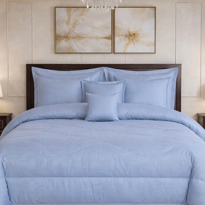 Comforter 9 Pcs Cotton Craft Textura Set Poly Bag - Sky Blue Colour