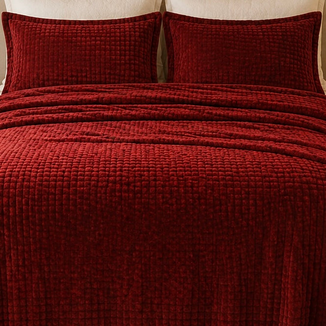 Crest Cashmere Fleece Blanket King Size - Maroon Colour