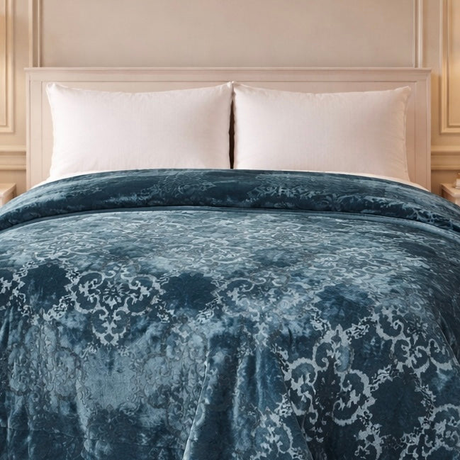 Drift Atlanta Double Bed Cloudy 2 Ply Blanket In Poly - Imperial Teal Colour