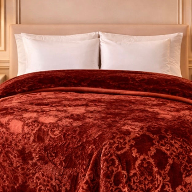 Drift Atlanta Double Bed Cloudy 2 Ply Blanket In Poly - Crimson Heirloom Colour