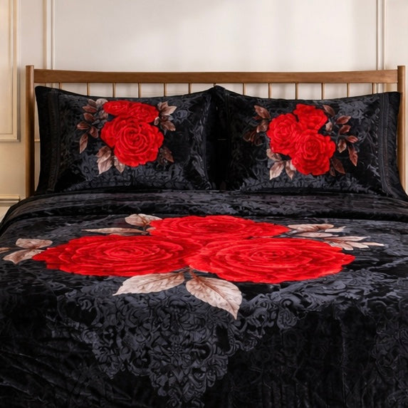 Florent Weave Cloud 4 Pcs Bed Spread Cloudy Set Box - Black Colour