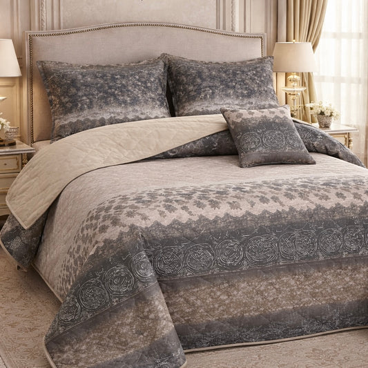 Gold Living Signature Quilted 5 Pcs Bed Spread Set Poly Bag - Multicolor