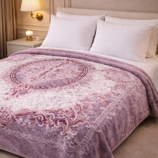 Imperial Loom Double Bed Blanket 2 Ply in Poly Bag - Rich Plum Colour