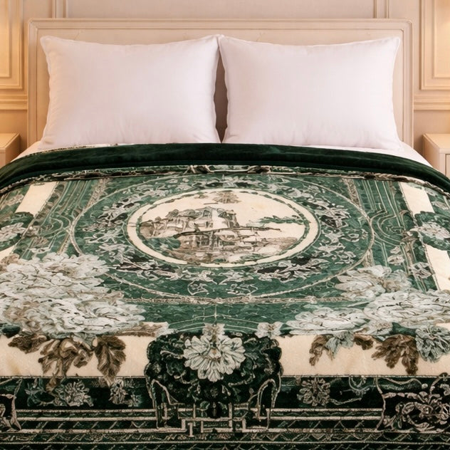 Imperial Loom Double Bed Blanket 2 Ply in Poly Bag - Green Colour