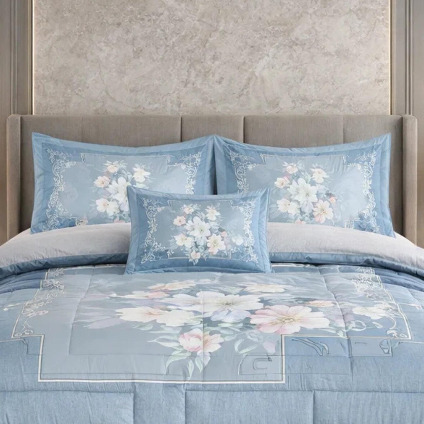 Comforter 6 Pcs Set Mora Aurora Spain Poly Bag - Sky Blue Colour