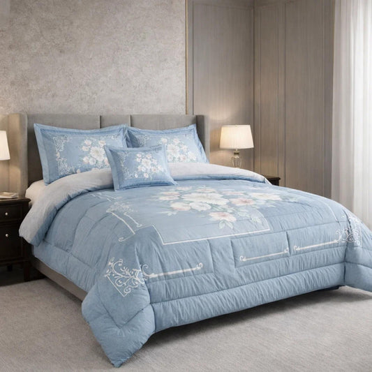 Comforter 6 Pcs Set Mora Aurora Spain Poly Bag - Sky Blue Colour