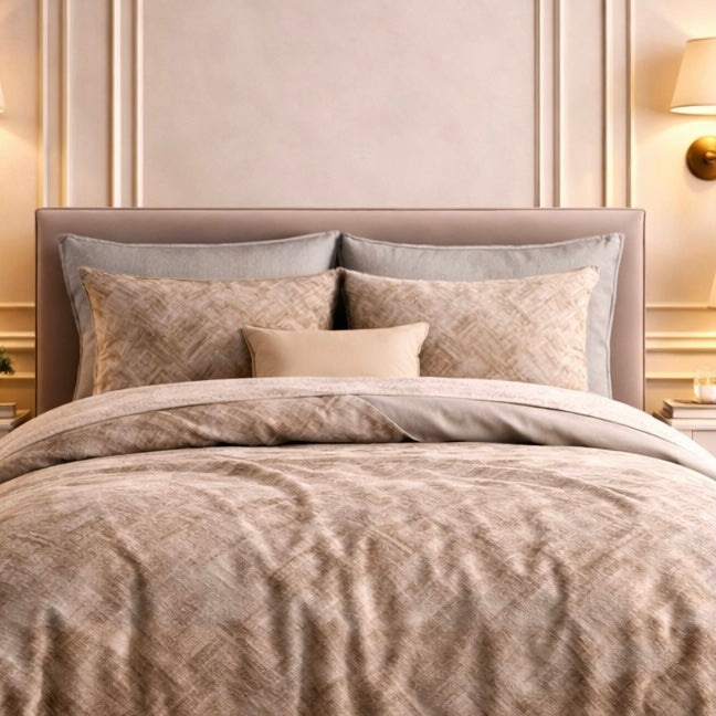 Noctura Living 3 Pcs Double Bed Sheet Set - Beige Colour