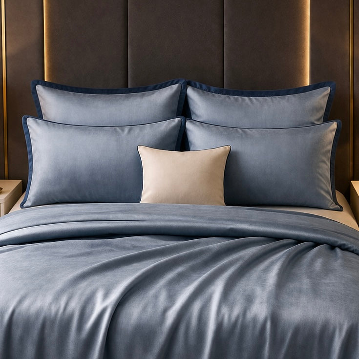 Noctura Living 3 Pcs Double Bed Sheet Set - Steel Blue Colour