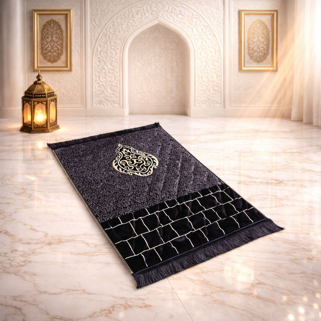 Rehmat Quilted Prayer Mat - Black Colour