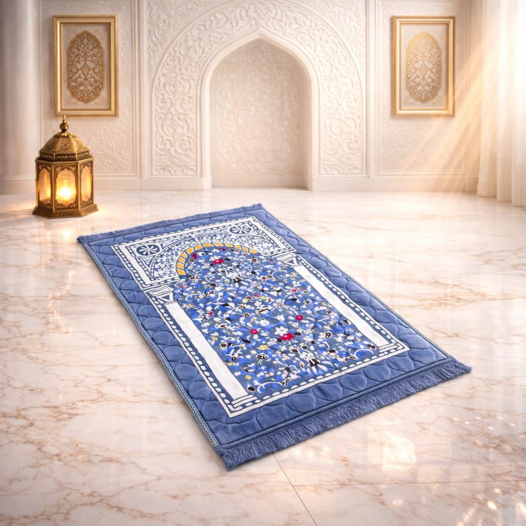 Rehmat Quilted Prayer Mat - Slate Blue Colour
