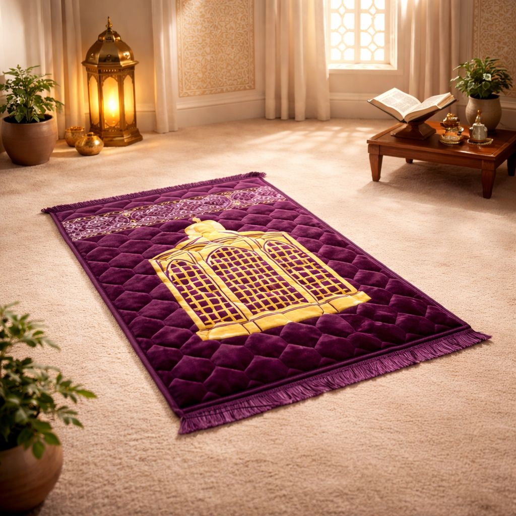 Rehmat Quilted Prayer Mat - Ruby Red Colour