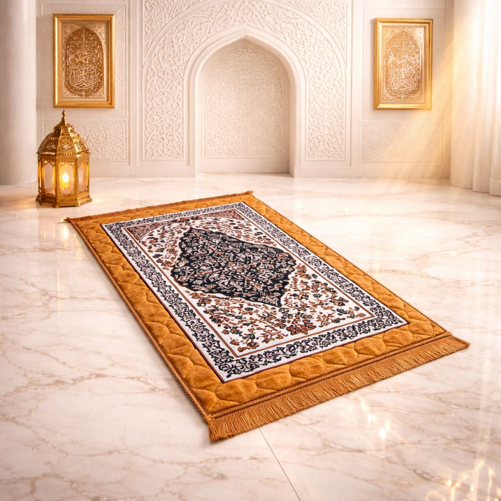 Rehmat Quilted Prayer Mat - Gold Colour