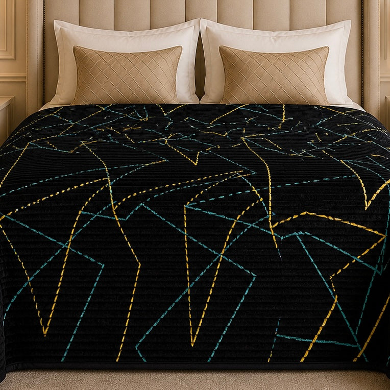 Solthera Cool Fluff Fleece King Size Blanket 1 Ply Box - Black Colour