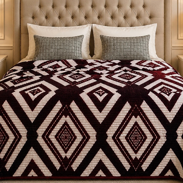 Solthera Cool Fluff Fleece King Size Blanket 1 Ply Box - Maroon Colour