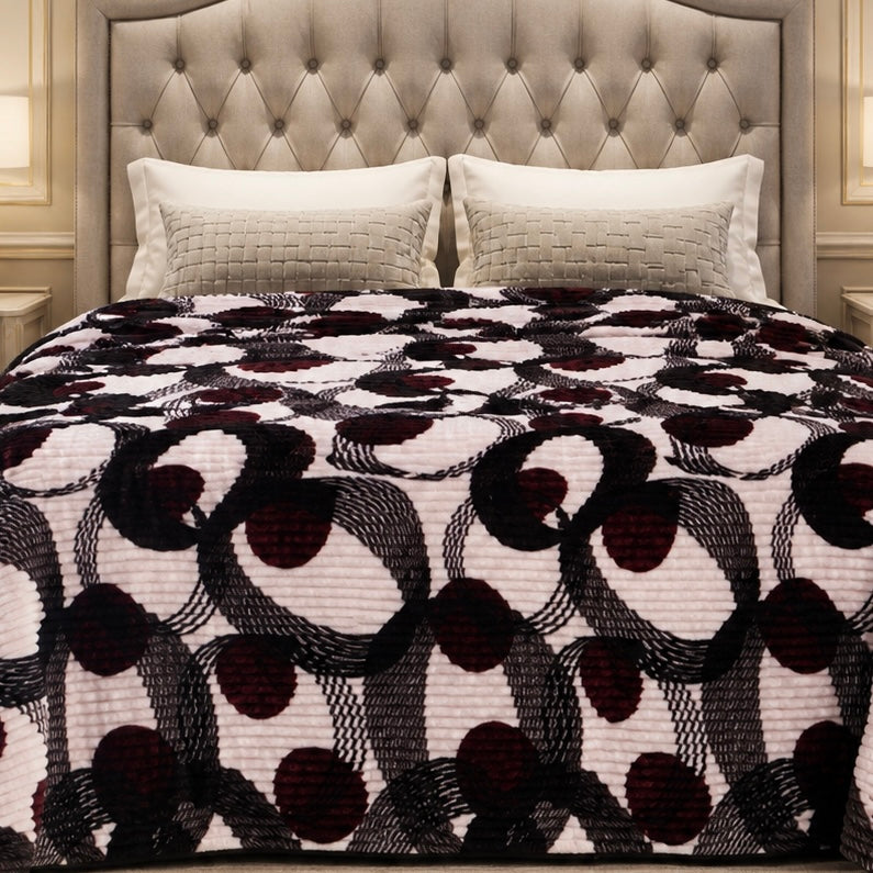 Solthera Cool Fluff Fleece King Size Blanket 1 Ply Box - Black & Off White Colour