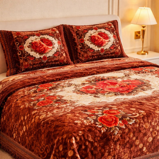 Sona Heritage 4 PCS Bed Spread Set Box - Rust Red Colour