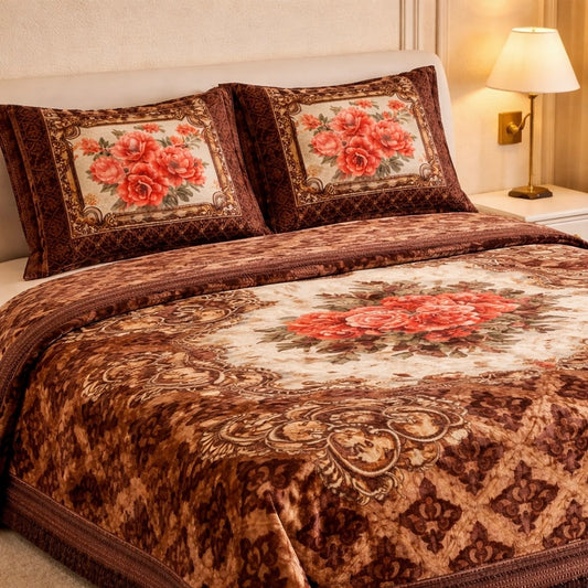 Sona Heritage 4 PCS Bed Spread Set Box - Rust Orange Colour
