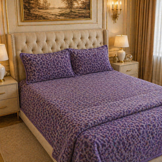 SonataCloud 4 Pcs Fleece Bed Spread Set - Old Lavender Colour