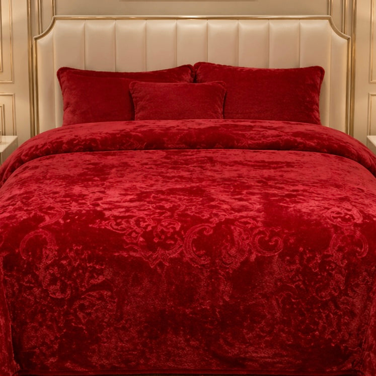 Sonata Cloud Double Bed Cloudy Blanket 2 Ply in Poly Bag - Red Colour