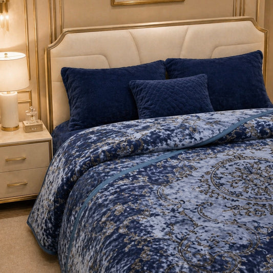 Sonata Cloud Double Bed Cloudy Blanket 2 Ply in Poly Bag - navy Blue Colour