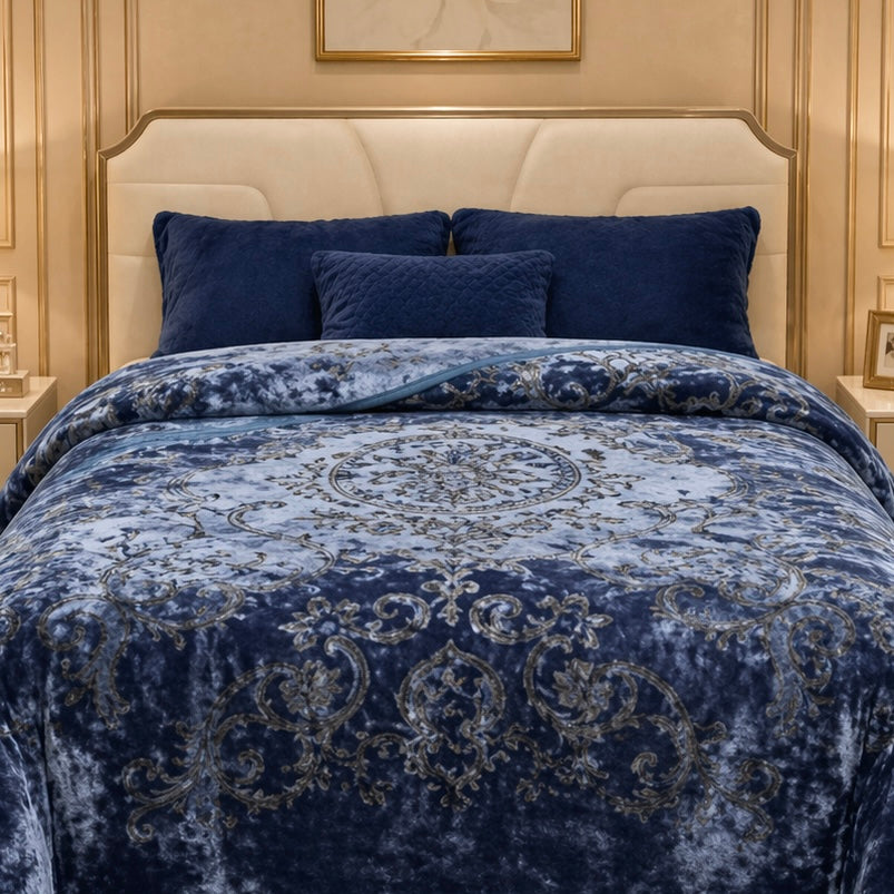 Sonata Cloud Double Bed Cloudy Blanket 2 Ply in Poly Bag - navy Blue Colour