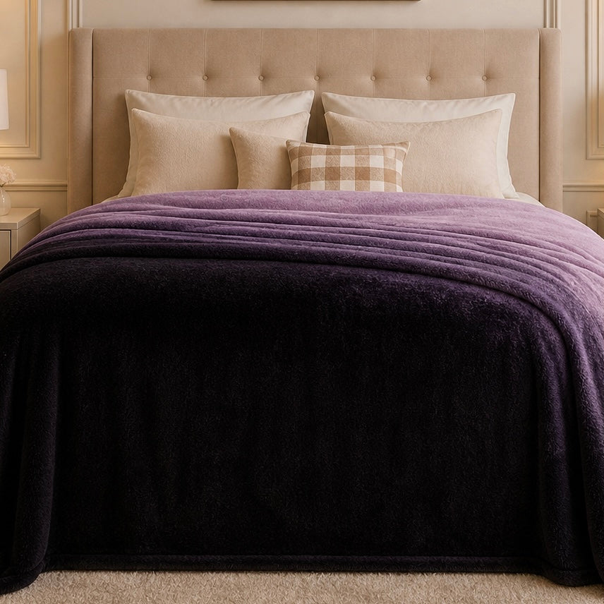 Spring Vale Jacquard Fleece King Size Blanket 1 Ply - Old Lavender Colour