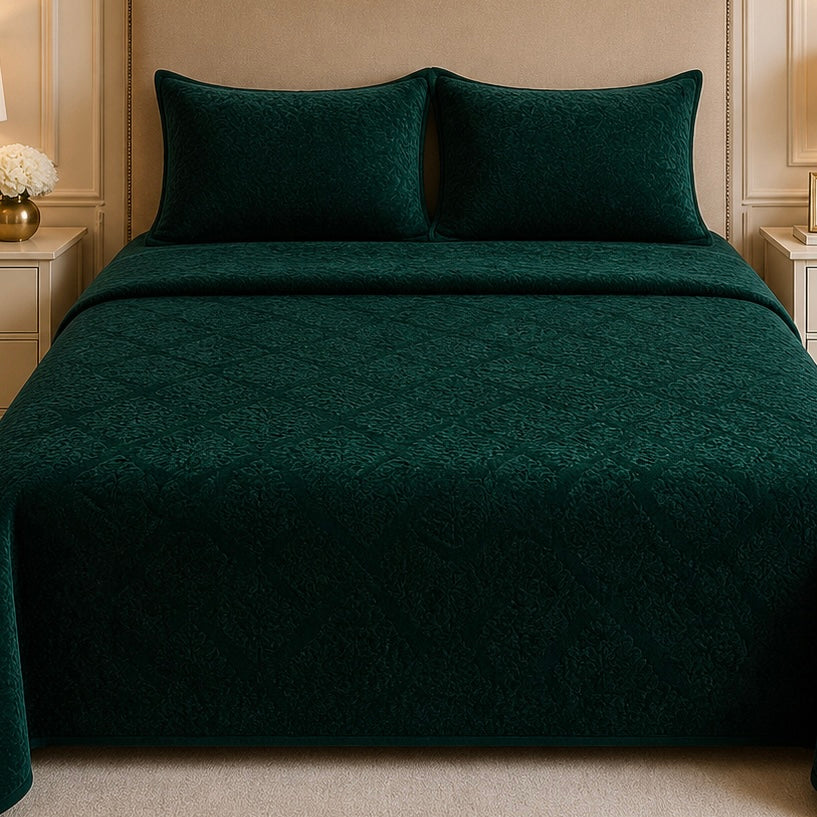 Uniloom Borderline Fleece King Size Blanket 1 Ply - Green Colour