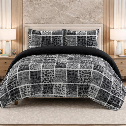 Comforter 4 Pcs Set Savanna Signature Top Fitted Poly Bag - Black Colour