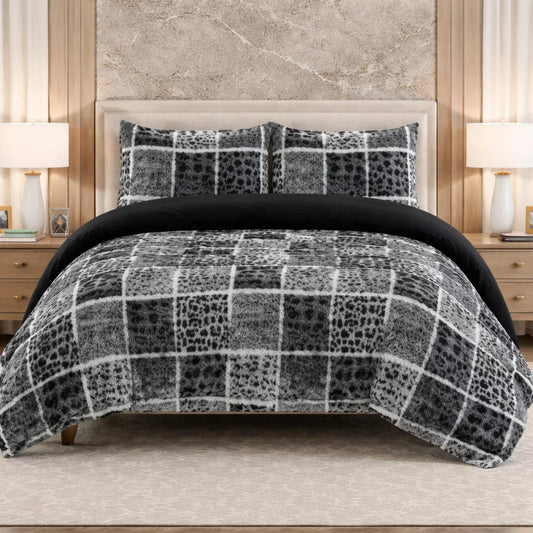 Comforter 4 Pcs Set Savanna Signature Top Fitted Poly Bag - Black Colour