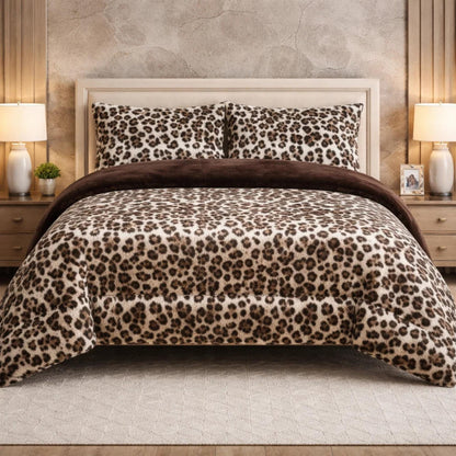 Comforter 4 Pcs Set Savanna Signature Top Fitted Poly Bag - Classic Leopard Colour
